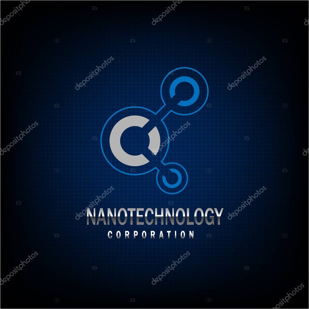Nanotechnology Logo on blue background.