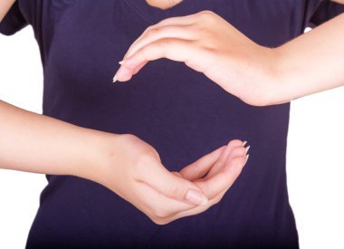 girl shows gesture of care