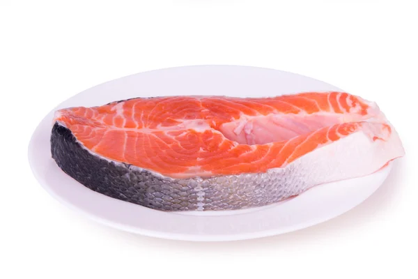 Salmon on a white plate — Stock Photo, Image