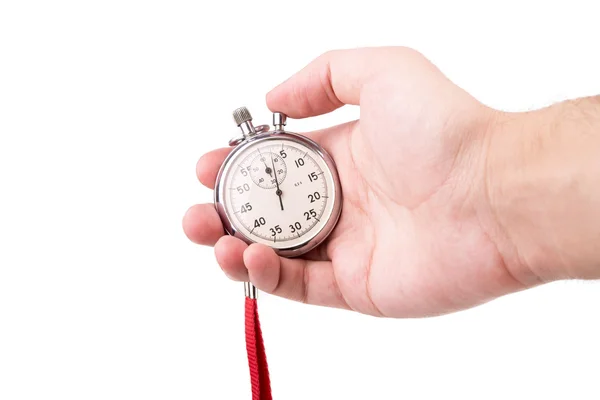 Stopwatch in hand close-up Stockfoto