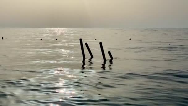 Stary Dok Falach Podczas Kolorów Wschodu Słońca Basenie Morza Śródziemnego — Wideo stockowe