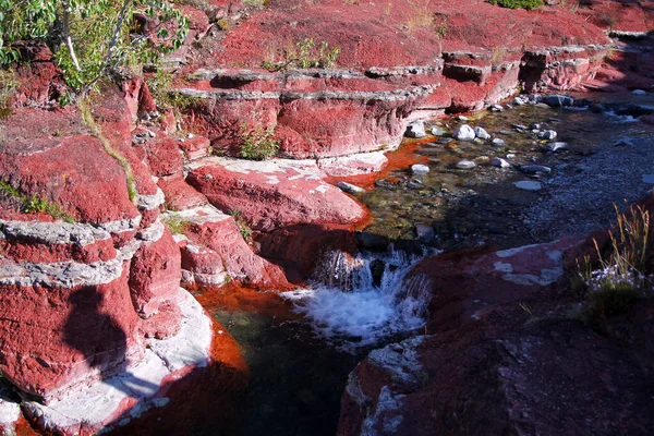 Холодна Вода Тече Через Каньйон Ред Рок Ватертон Лейкс Національному — стокове фото