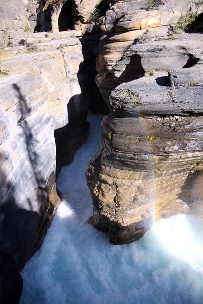 River Rapids Rainbow Colors Mistaya Canyon Banff National Park Canada — Stock Photo, Image