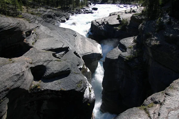 Foamy Waterfalls River Mistaya Canyon Banff National Park Canada — Stock Photo, Image