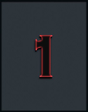 Gri arkaplanda 1 numaralı parlayan kor, neon etkisi