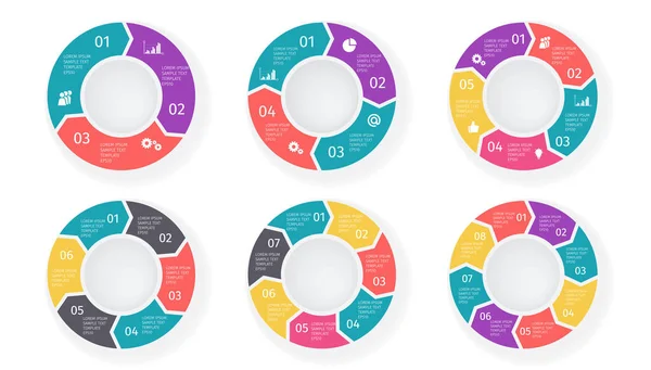 Infográfico de setas de círculo definido em pastel moderno cores suaves vintage. Diagrama de processo. Elementos abstratos de um grafo, diagrama com passos, opções, partes ou processos. Modelo de vetor para apresentação — Vetor de Stock