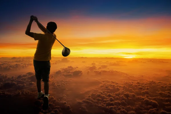 Golf at sunset time — Stock Photo, Image