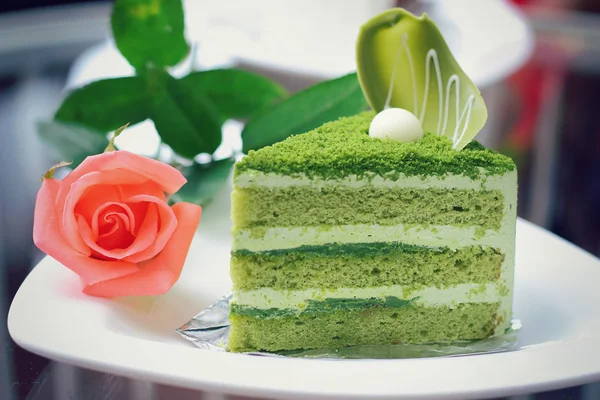 Pastel de té verde Matcha —  Fotos de Stock