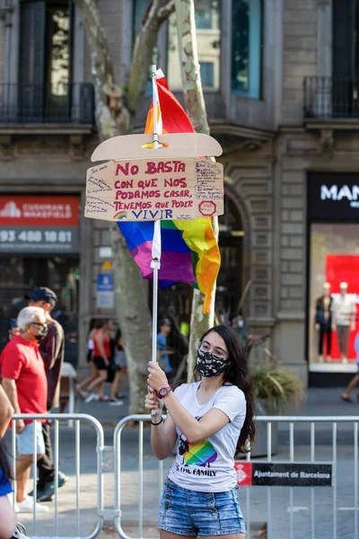 Barselona Spanya Temmuz 2021 Igtbifobik Şiddete Karşı Gösteri — Stok fotoğraf