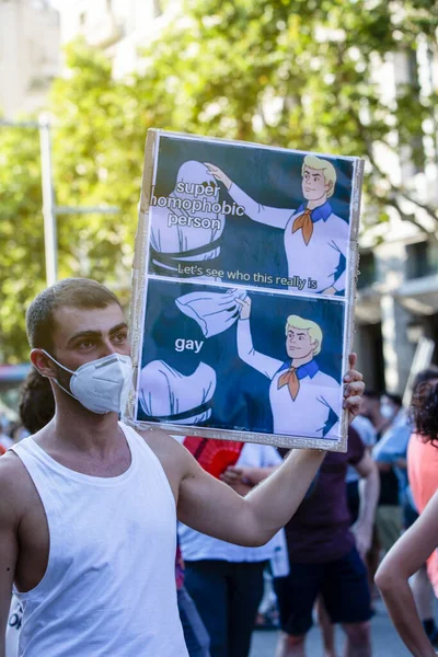 Barcelona España Julio 2021 Manifestación Contra Violencia Lgtbifóbica —  Fotos de Stock