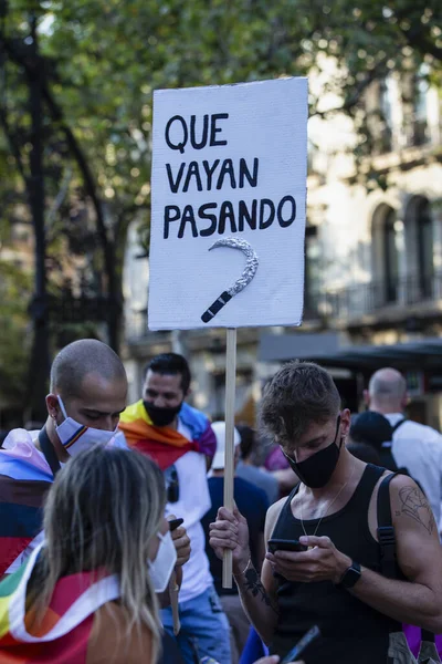 Βαρκελώνη Ισπανία Ιούλιος 2021 Διαδήλωση Κατά Της Ιgtbiphobic Βίας — Φωτογραφία Αρχείου