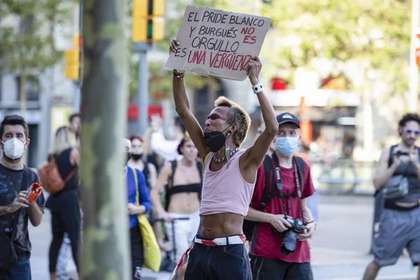 Barcelona España Julio 2021 Manifestación Contra Violencia Lgtbifóbica —  Fotos de Stock