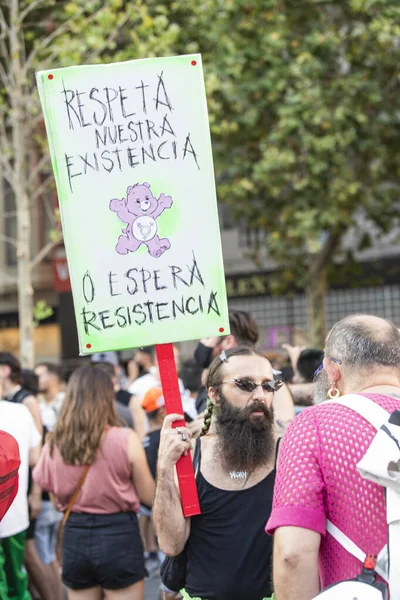 Barcelona España Julio 2021 Manifestación Contra Violencia Lgtbifóbica —  Fotos de Stock