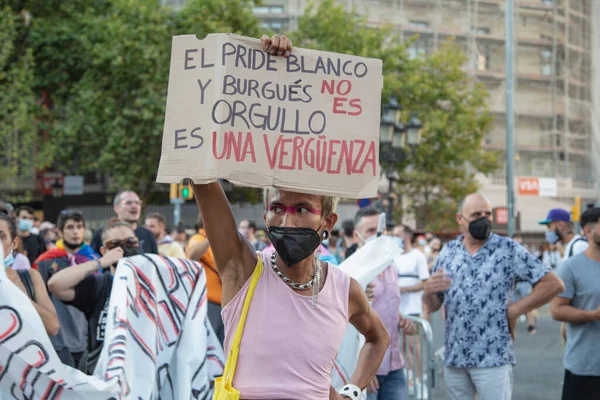 Barcelona Spanien Juli 2021 Demonstration Mot Lgtbifobiskt Våld — Stockfoto