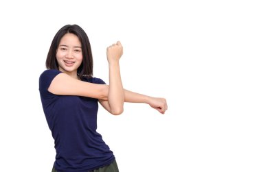 Genç kız beyaz üzerinde egzersiz