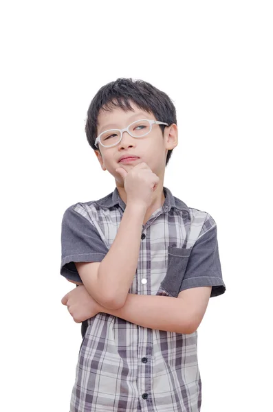 Boy thinking over white background — Stock Photo, Image