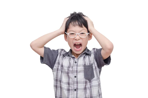 Niño gritando sobre blanco — Foto de Stock