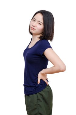 sırt ağrısı beyaz bitti izole olan kız