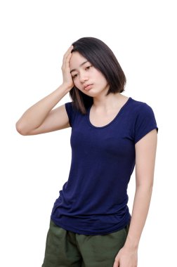 baş ağrısı beyaz üzerinde kızla