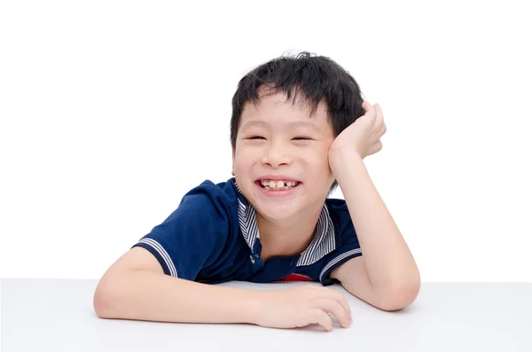 Niño riendo sobre blanco — Foto de Stock