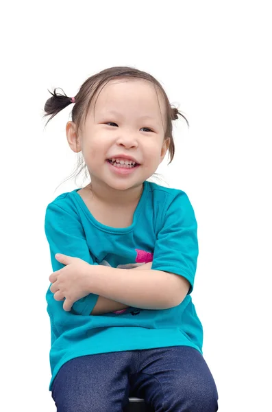 Menina feliz sobre fundo branco — Fotografia de Stock