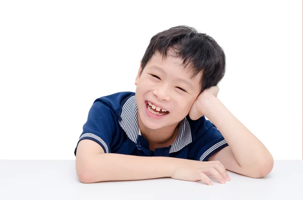 Ragazzo ridendo su bianco — Foto Stock