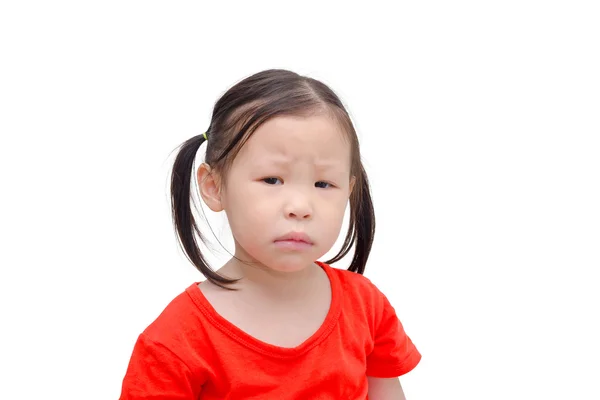 Chica con cara infeliz sobre blanco — Foto de Stock