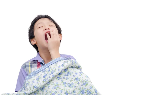 Niño bostezando sobre blanco — Foto de Stock