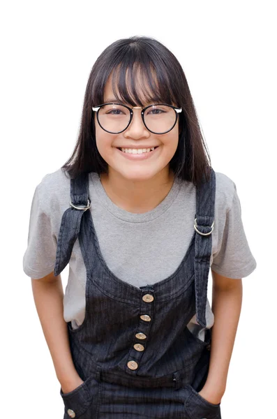 Κορίτσι χαμόγελα πάνω από το λευκό φόντο — Φωτογραφία Αρχείου