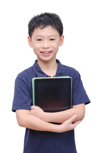 Niño usando lupa para observar mariposa — Foto de Stock