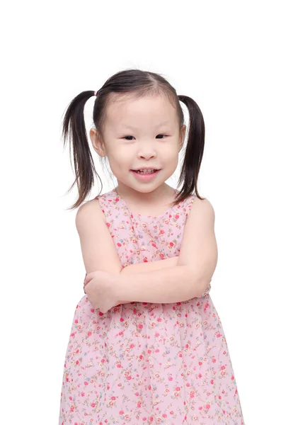 Güzel pembe elbiseli küçük kız — Stok fotoğraf