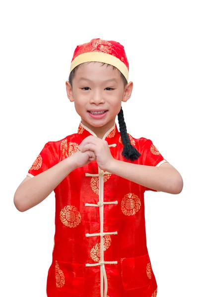 Young Asian boy with gesture of congratulation — Stock Photo, Image