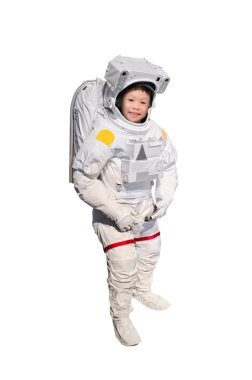 Küçük Asyalı çocuk gibi davran astronot olmak