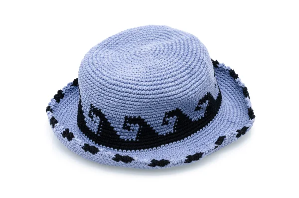 Синій в'язаний вовняний капелюх — стокове фото
