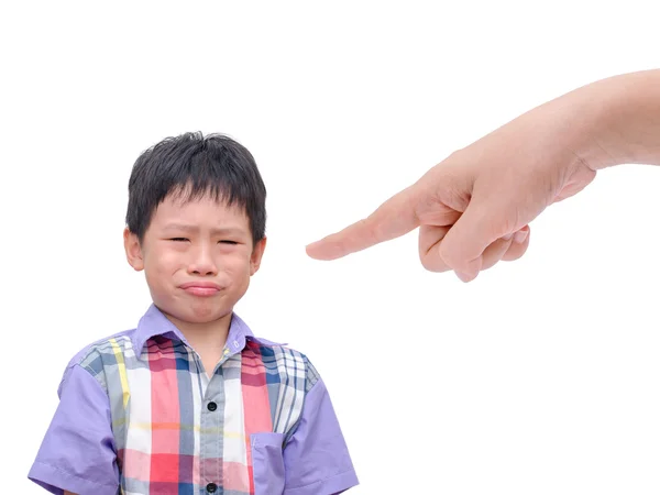 Missnöjd pojke tråkig från sin överordnade befallning. — Stockfoto