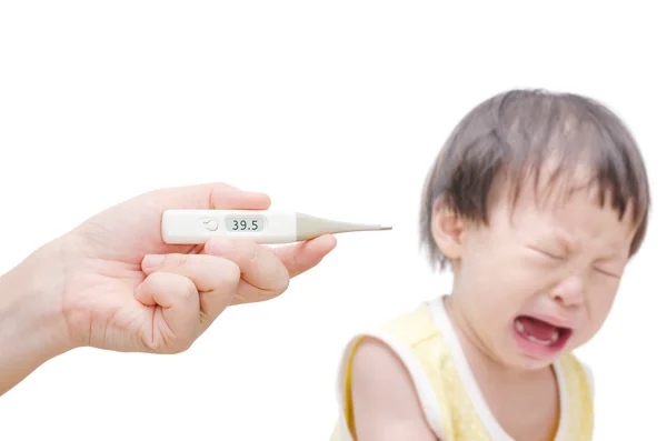 Kvinnans hand som håller digital termometer — Stockfoto