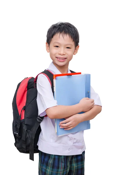 Étudiant en uniforme isolé sur fond blanc — Photo