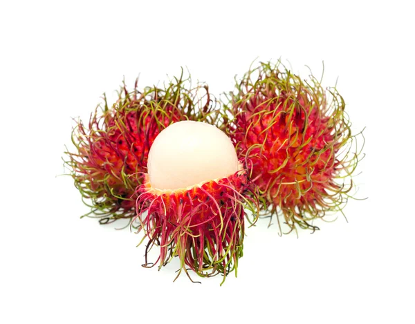 Na białym tle nad białym tle owoc Rambutan — Zdjęcie stockowe