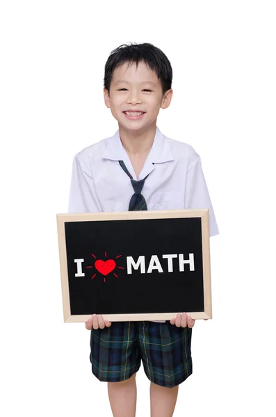 "matematik seviyorum mesaj ile öğrenci" — Stok fotoğraf