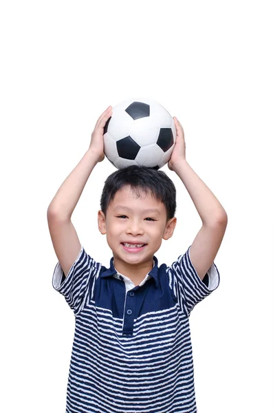 Junge hält Ball — Stockfoto