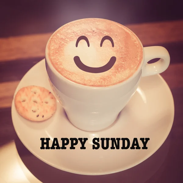 Happy Sunday dengan cangkir kopi — Stok Foto