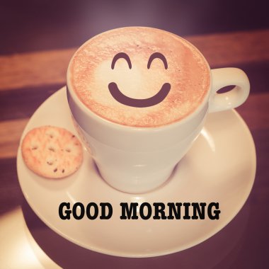 Good morning with coffee cup clipart