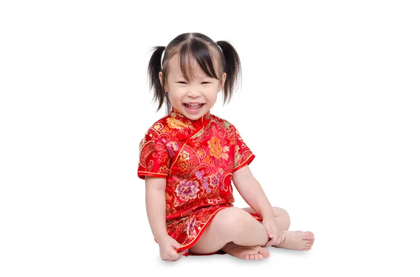 Little girl in traditional dress over white — Stock Photo, Image