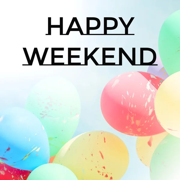 Happy weekend with balloons background — Stock Photo, Image