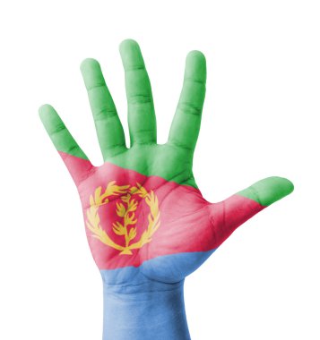 Açık el kaldırdı, çok amaçlı konsept, Eritre bayrağı boyalı - 