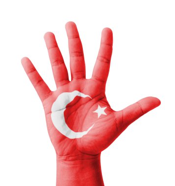 el kaldırdı, çok amaçlı kavramı, boyalı - Türkiye bayrağı açmak ben
