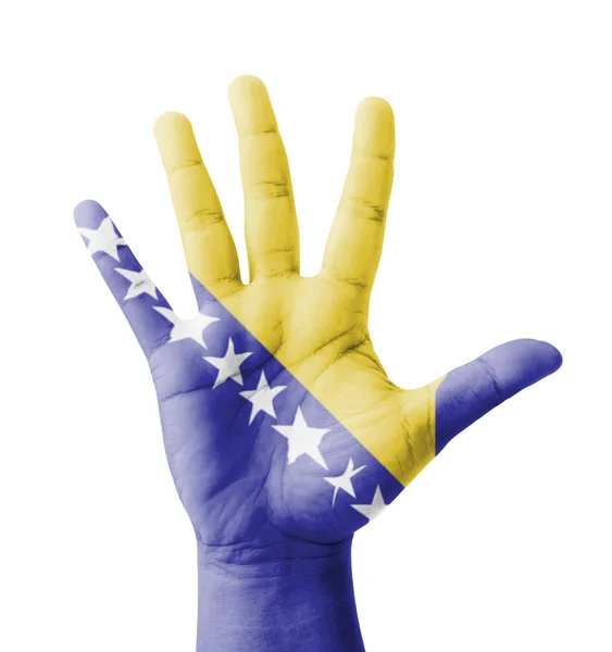 Open hand raised, multi purpose concept, Bosnia and Herzegovina — Stock Photo, Image