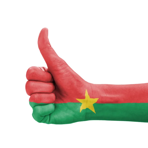 Рукою з пальцем вгору, Прапор Буркіна-Фасо, пофарбовані як символ excel — стокове фото