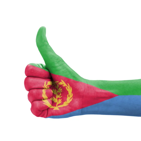 Hand with thumb up, Eritrea flag painted as symbol of excellence — Stock Photo, Image