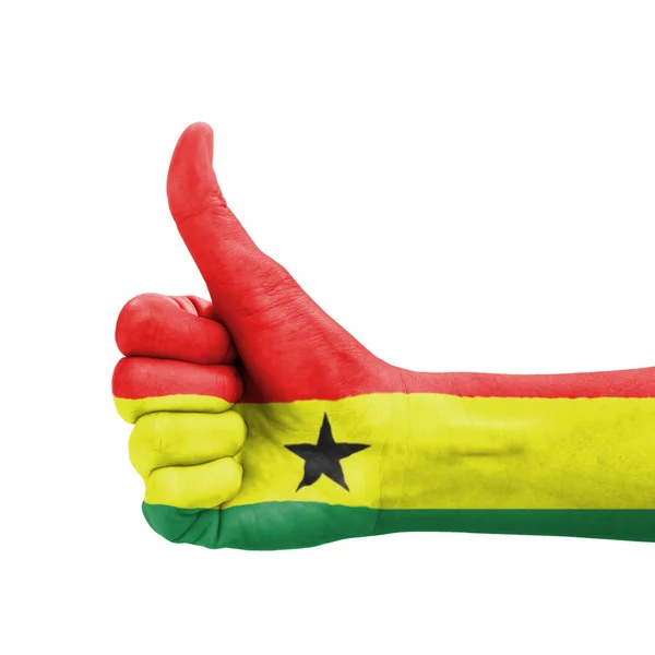 Hand with thumb up, Ghana flag painted as symbol of excellence, — Stock Photo, Image